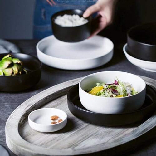 MUZITY Ceramic Plates with Bowls Set Porcelain Dinnerware Round Dishes and Soup Bowls