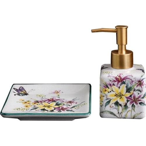 Ceramic Liquid Soap Dispenser/Dish Bathroom Shampoo Shower Gel Bottle 304 SUS Press Type Head For KTV Beauty Salon Bath Hardware