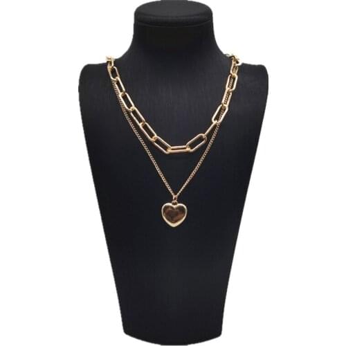 Classic Retro Gold Love Thick Necklace Fashion Cool Temperament Double-layer Chain