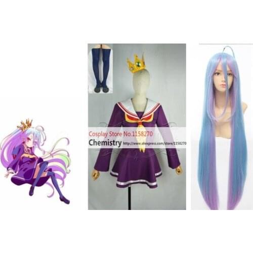 Custom-made No Game No Life Cosplay Costume Nogemu Noraifu Shiro Dress full set