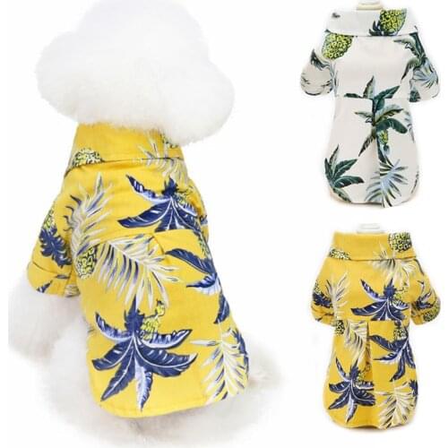 Hawaiian Beach Coconut Tree Print Pet Dog Shirt Summer Camp Shirt Holiday Summer Dog Clothes for Small Medium Dogs Cool Vest