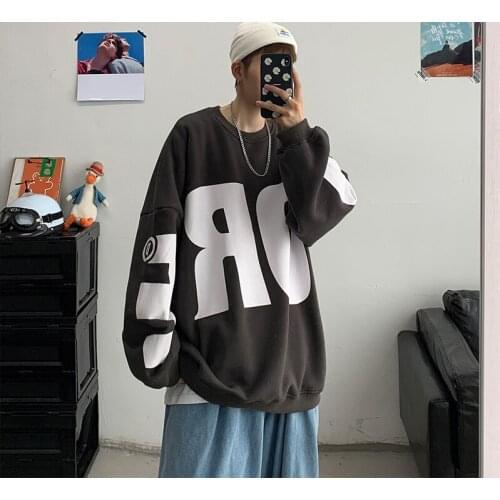 2021 Men Winter Street wear Hip Hop Letter Print Hoodies Pullover Korean Mens Harajuku Hoodie Vintage Male Japanese Sweatshirt