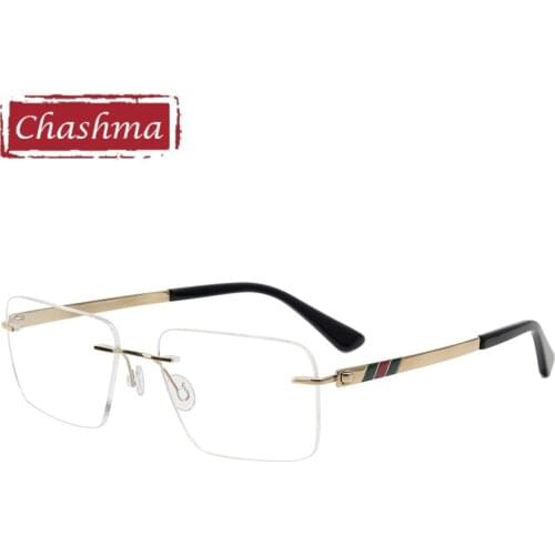 Chashma Rimless Pure Titanium Frame Rectangle Eyewear Men Quality Prescription Optical Glasses Spectacles Anti Blue Ray Lenses