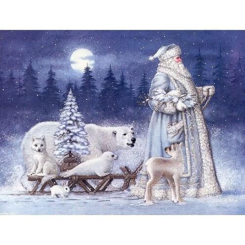 Meian 2021 Snow House Embroidery 11CT Kit Needlework Craft Set Cotton Thread Canvas Printed Christmas Gift Home Decor Hot Sell