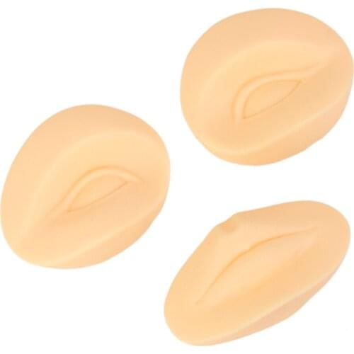 Set 3pcs 3D Permanent Makeup Lip Eyebrow Liner Practice Training Skin Tool