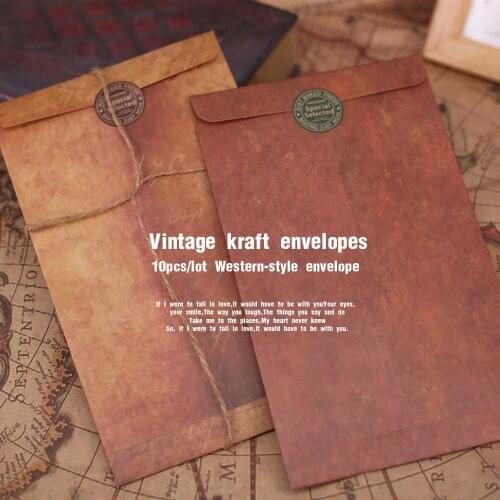 10pcs/lot retro kraft envelope set creative business envelopes vintage wedding paper mail Invitation Scrapbooking Gift