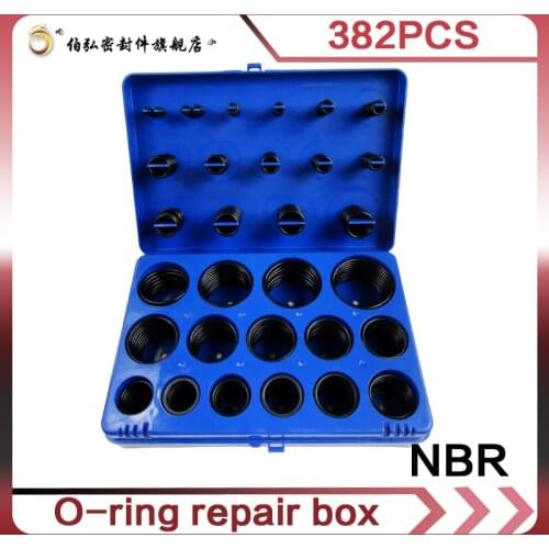 382pcs NBR O Rings Nitrile Rubber Ring Kit 30Sizes Sealing O-rings Set Gasket Blue Assortment Kit Box Oil resistance Ring
