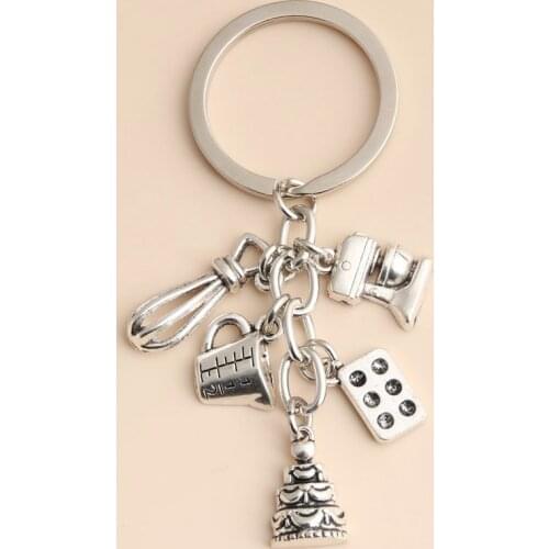 New Dessert Keychain Baking Key Ring Cake Egg Beater Blender Measuring Cup Moulds Key Chain For Dessert Chef Gifts Jewelry