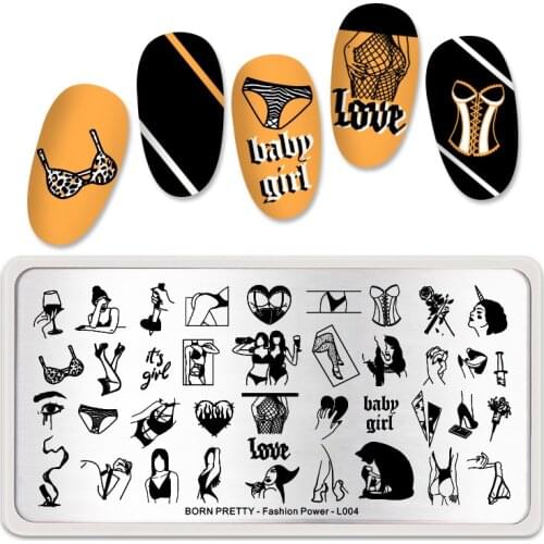 BORN PRETTY Stamping Plates Sexy Girl Stainless Steel Nail Art Nail Stamp Template Nail Accessories For Printing Stencil Tools