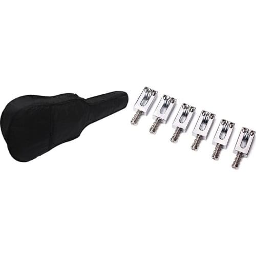 6 Pcs Electric Guitar Bridge Saddles Flat & 1 Pcs 38Inch Guitar Bag Oxford Cloth Shoulder Gig Bag