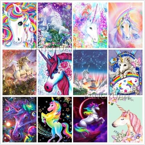 Full Round Square Drill Cartoon Magic Unicorn Diamond Painting 5D Diy Rhinestone Embroidery Cross Stitch Home Decor Kid Gift
