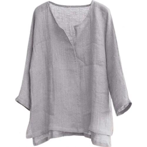 40% Dropshipping!!Long Sleeve Beach Shirt Chinese Style Thin Solid Color V Neck Loose Men Shirt Streetwear