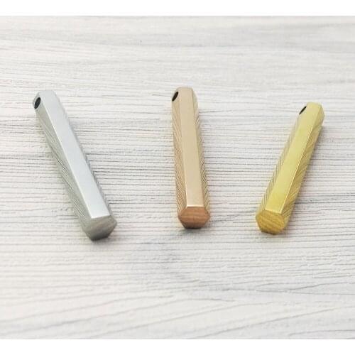 100% Stainless Steel Blank Bar Pendant For Engrave Metal Hexagon Rectangle Tag Mirror Polished Wholesale 10pcs