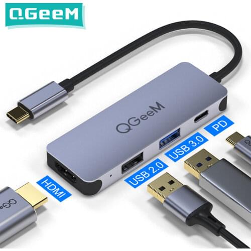 QGeeM USB C Hub for Macbook Pro Multi USB 3.1 Type C Hub 3.0 2.0 USB C HDMI Adapter PD Dock for Huawei Mate 20 Pro OTG Splitter