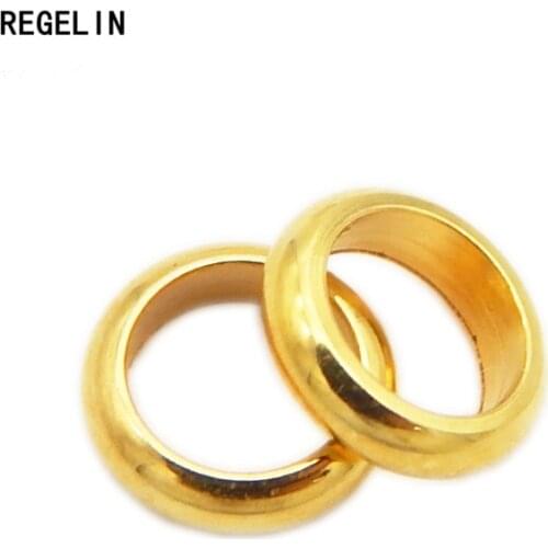 REGELIN 20pcs/lot Silver color Stainless Steel Big Hole Spacer Ring Beads European Leather Cord Bracelet Jewelry Making Findings