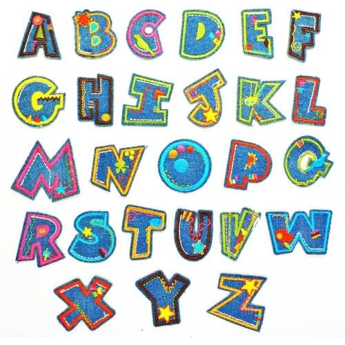 T-N Cartoon Denim Jeans English Alphabet Letters Iron on Patch Stickers Name Word Personality Hand DIY Clothes Repair Decoration