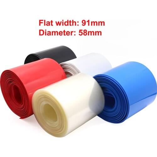 1M Width 91mm PVC Heat Shrink Tube Dia 58mm Lithium Battery Pack Wrap Cover Skin Insulated Film Protection Sleeve Sheath