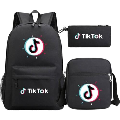 TIK TOK Cosplay Prop Backpack Teens Shoulder Bags Large Capacity Rucksack School Bag Pencil case 3pcs/set
