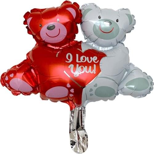 I Love You Cartoon Bear Foil Balloons Wedding Valentines Day Birthday Party Boy Proposed To Girl Party Decorations Helium Ball