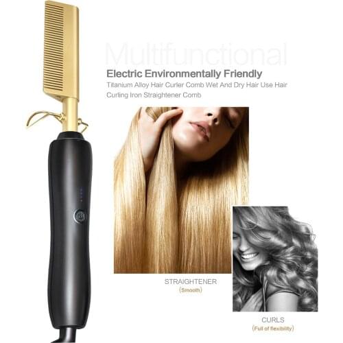 Hair Straightener Flat Irons Straightening Brush Hot Heating Comb Hair Straight Styler Corrugation Curling Iron Hair Curler Comb