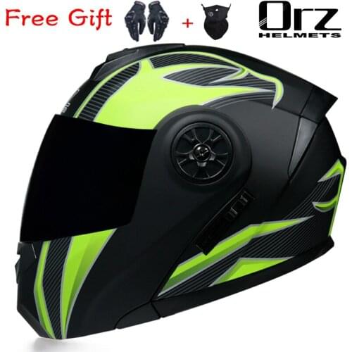 Doubla Visor DOT Motorcycle Flip Up Helmet Safety Double Lens Motorbike Full Face Helmet with Inner Sun Visor Helmets