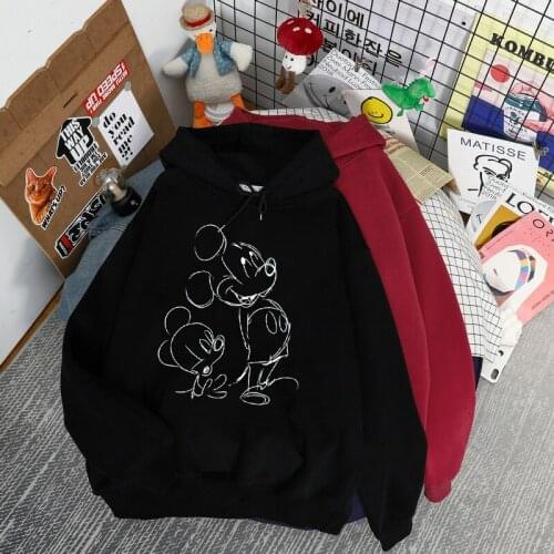 Disney Womens Hoodie Mickey Mouse Graffiti Print Hoodie Cartoon Top Long Sleeve Oversize Street Casual Fashion Hooded Ladies