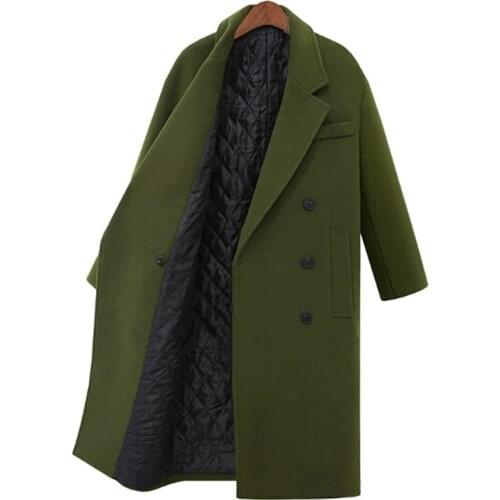 Women Woolen Coats 2021 Autumn Winter Thicken Warm Wool Jacket Coat Female Long Solid Wool Overcoat Ladies Large Size Loose Coat