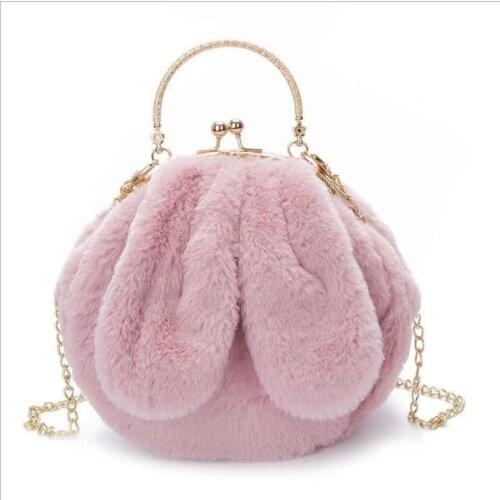 Winter Fashion Plush Handbags Shoulder Bag Cute Rabbit Soft Warm Fur Bags Female Chain Messenger Phone Bag Purses Satchels