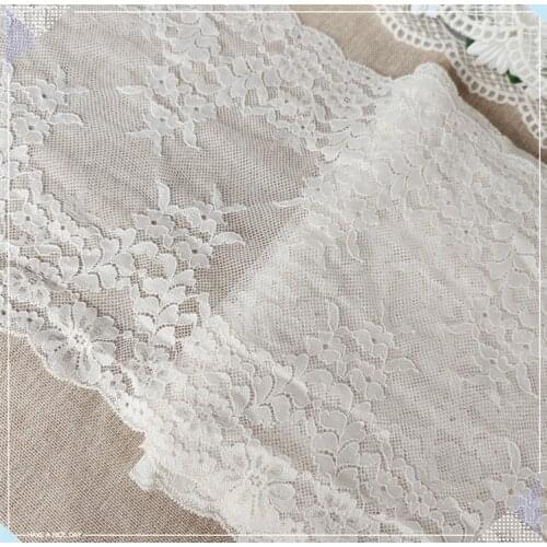 2 Meters 22cm Width Milk White Lace Mesh Trim Elastic Stretchy Lace Fabric 2016 New DIY Craft