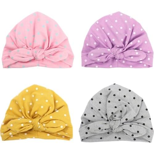 Newborn Baby Turban Hat With Bowknot Beanies Baby Girls Cap For Toddler Princess Candy Colors Kids Girls Infant Accessories 1PC