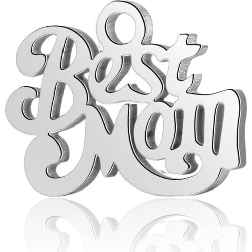 10pcs/lot 13.7*10mm Stainless Steel Best MOM Pendant Bracelet Charms DIY Jewelry Making Handicraft Accessories Wholesale