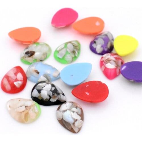10pcs/lot 13x18mm New Fashion Mixed Colors Flat Back Drop Resin Cabochons Cameo Jewelry Accessories Supplies