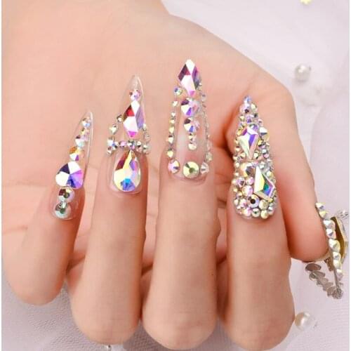 28-Grid Box pack Shaped Nail Diamond 480pcs+Nail art Rhinestones SS4-SS20 Flat back Crystal Glass Stone For DIY Nail decoration