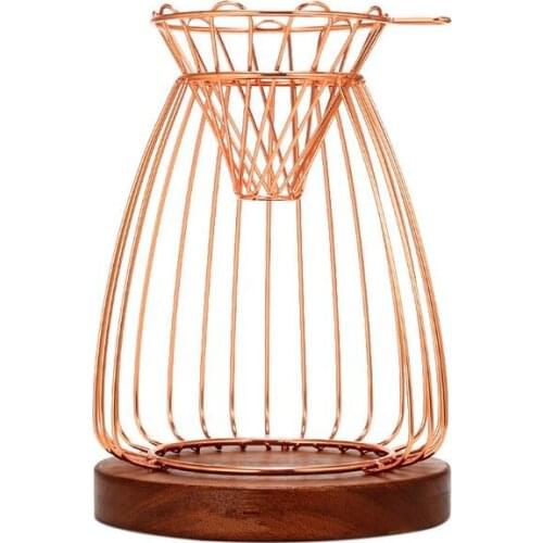 304 stainless steel coffee nest hand punching solid wood base set + free 40pcs filter paper