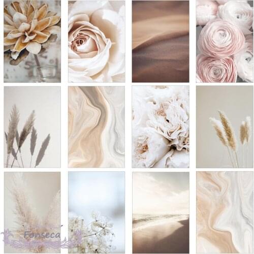 Beige Reed Pink Flower Desert Canvas Painting Abstract Morandi Still Life Landscape Poster Modern Girl Room Wall Art Decoration