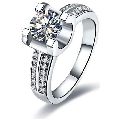 14K White Gold Engagement Jewelry Luxury 2CT Diamond Wedding Ring Au585 Marriage Female Jewelry