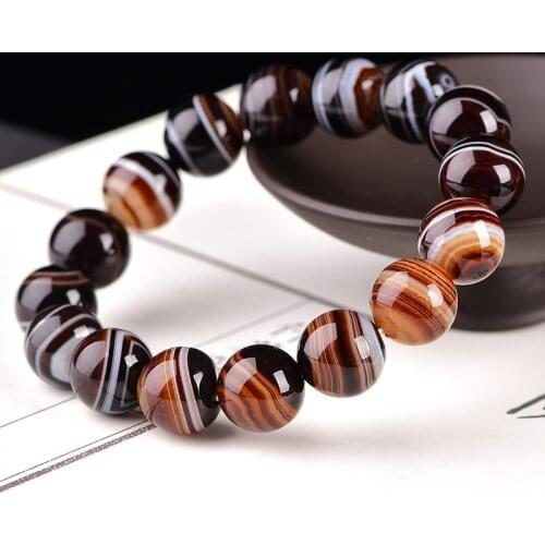 Bracelet Bangle Natural black Jade Agate bracelet Jewelry Round Beads Wrapped agate bracelets for women men 10-12MM