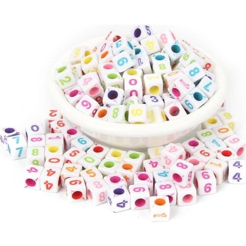 200Pcs Mixed Colorful Number Acrylic Beads 7mm For Jewellery Marking Loose Spacer Beads Bracelet Necklace Charm Jewelry Finding