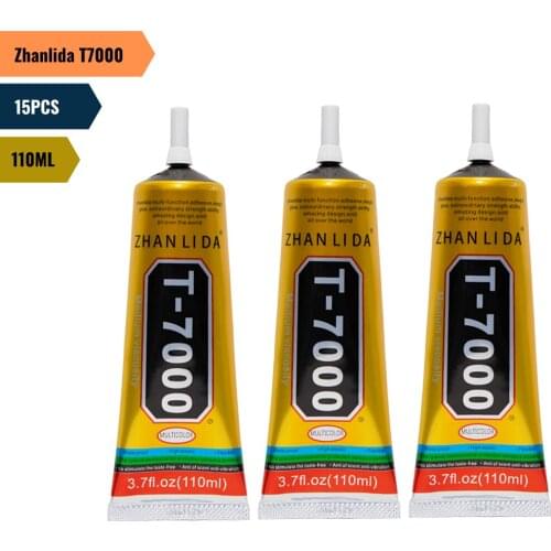 15PCS Zhanlida T7000 110ML Black Contact phone Tablet Repair Adhesive Electronic Components Glue With Precision Applicator Tip
