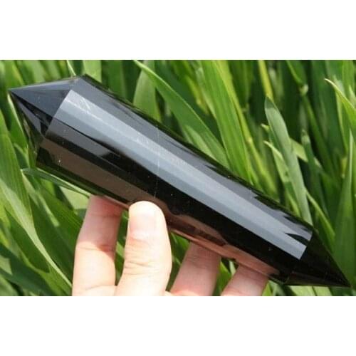 MARVELLOUS VOGEL NATURAL OBSIDIAN QUARTZ CRYSTAL WAND POINT 32SIDED 381g Healing
