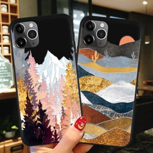 3D Relief Mountain Phone Case For iPhone 7 Plus 8 6 6S X Silicone Cover For iPhone 12 mini 11 Pro XS MAX 5 5S SE 2020 XR Funda