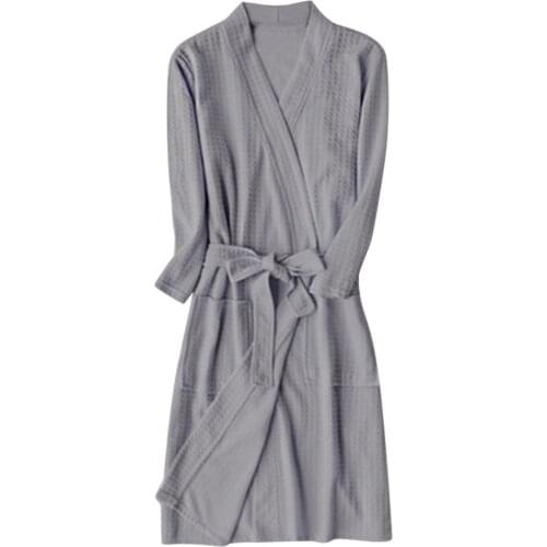 Unisex Summer Bathrobe women robe femme nightwear Breathable Solid Color Bathrobe Splicing Home Clothes Robe Coat #G3