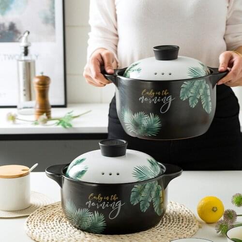 Ceramic Heat-resistant Casserole Stew Pot Household Health Open Fire Domestic Gas Soup Pot Tropical Flavor Safe and durable