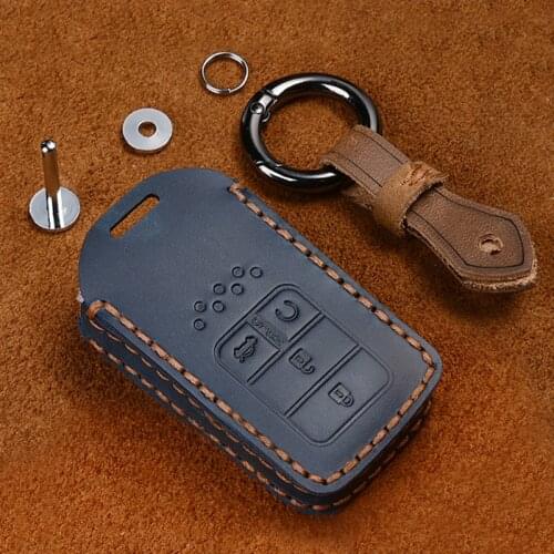 Crazy horse Leather Key Case Cover Key case For Honda Accord Civic 2018 2019 Odyssey CRV Pilot HRV Vezel City keyless entry