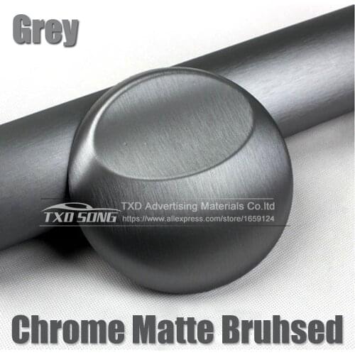 Premium Grey Matte Chrome Brushed Metallic Vinyl Film Sticker Bubble Free Brushed Metallic Car Wrapping Grey brushed film