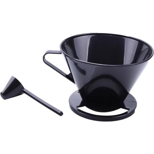 Reusable Plastic Coffee Cone Coffee Filter Holder Maker Pour Over Coffee Cup Dripper Mesh Strainer With Measuring Spoon