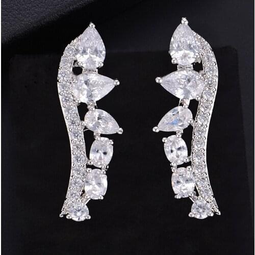 Blachette Fashion Irregular Waterdrop Cubic Zirconia Stud Earrings For Bridal Engagement Daily Gathering Anniversary Jewelry