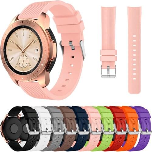 Soft Silicone Watchband for Samsung Galaxy Watch 42mm R810 Band Striped Rubber Replacement Bracelet 20mm Strap