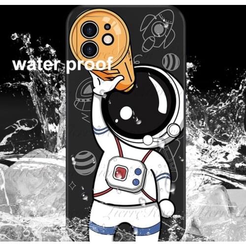 LierreRoom Soft Silicone Color Printing Astronaut With Telescope Phone Protective Case For IPhone 12 Pro Max 11 Pro XS 12 Mini
