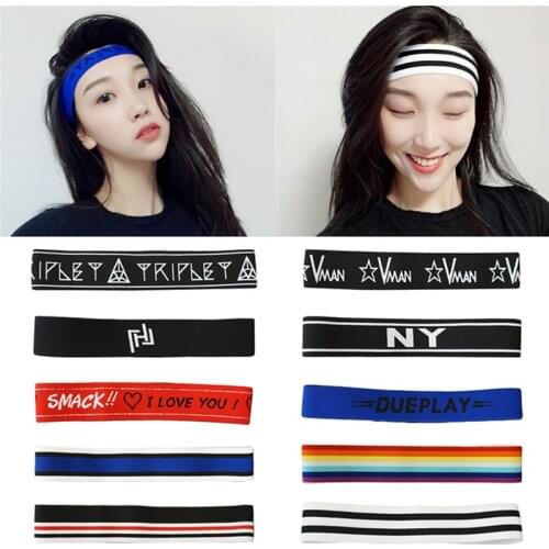 Fashion Unisex Elastic Sports Headband Letters Hair Head Hoops Bands Personality Hairband Simple for Mens Women Turban headdress